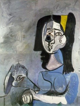 Jacqueline assise avec Kaboul II 1962 Kubismus Pablo Picasso Ölgemälde